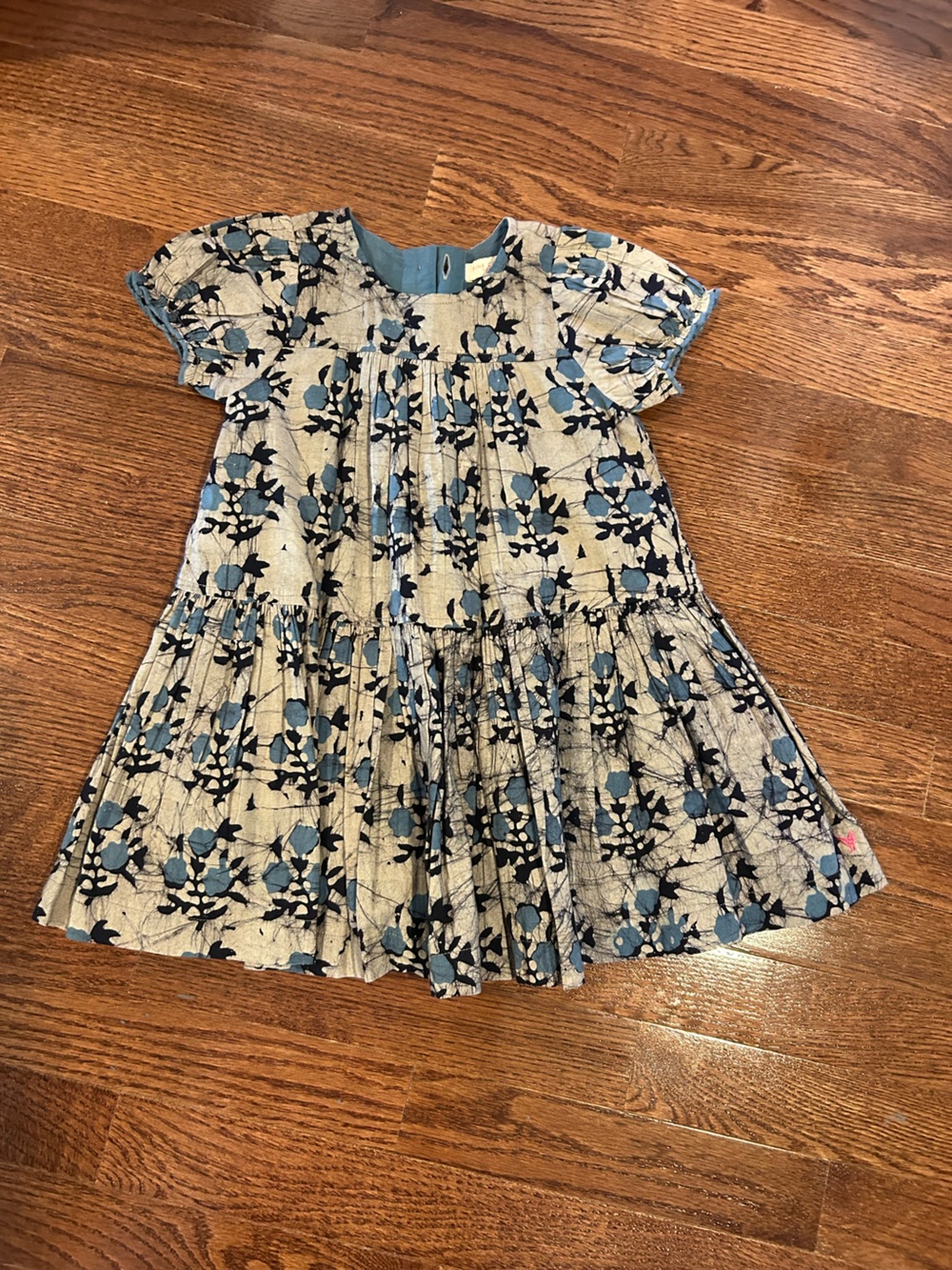 Pink Chicken Girls Blue Floral Tiered Summer Dress